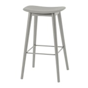 Muuto, Fiber barpall hög Wood Base - 75 cm - Grey/Grey