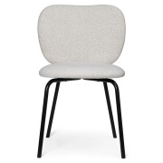 Ferm Living, Rico Matstol Black Soft Bouclé - Off-white/Sand