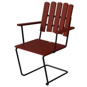 Grythyttan Stålmöbler, A2 fåtölj Mörkröd lackad ek/svart