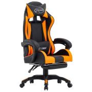 vidaXL Gamingstol med fotstöd orange och svart konstläder