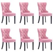 vidaXL Matstolar 6 st rosa sammet