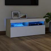 vidaXL TV-bänk med LED-belysning vit och sonoma-ek 90x35x40 cm