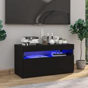 vidaXL Tv-bänk med LED-belysning svart högglans 75x35x40 cm