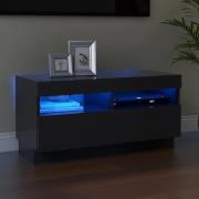 vidaXL TV-bänk med LED-belysning grå högglans 80x35x40 cm