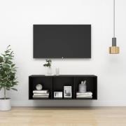 vidaXL Väggmonterad tv-bänk svart 37x37x107 cm spånskiva