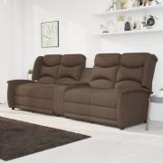 vidaXL 4-sits reclinerfåtölj med mugghållare brun tyg