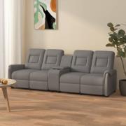 vidaXL 4-sits reclinerfåtölj med mugghållare grå konstläder