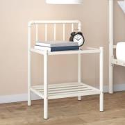 vidaXL Sängbord vit och transparent 45x34,5x62,5 cm metall och glas