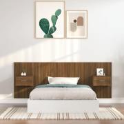 vidaXL Sänggavel med lådor brun ek konstruerat trä