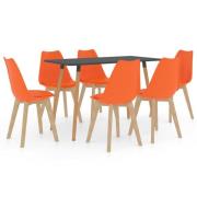 vidaXL Matgrupp 7 delar orange