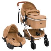 vidaXL Barnvagn 3-i-1 taupe aluminium