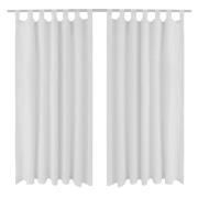 2-pack gardiner med öglor i vit microsatin 140 x 225 cm