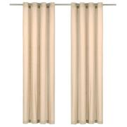 vidaXL Gardiner med metallringar 2 st bomull 140x245 cm beige