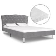 vidaXL Säng med madrass ljusgrå tyg 120x200 cm