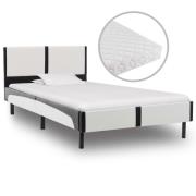 vidaXL Säng med madrass vit och svart konstläder 90x200 cm