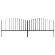 vidaXL Trädgårdsstaket med spjuttopp stål (0,5-0,75)x3,4 m svart