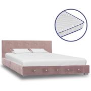 vidaXL Säng med memoryskummadrass rosa sammet 120x200 cm