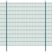 vidaXL 2D Stängselpaneler med stolpar 2008x2230 mm 40 m grön