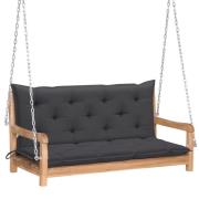 vidaXL Gungbänk med antracit dyna 120 cm massiv teak