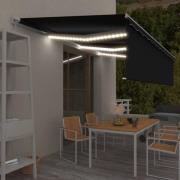 vidaXL Manuell markis med rullgardin LED 6x3m antracit