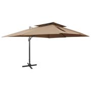 vidaXL Frihängande parasoll med ventilation taupe 400x300 cm