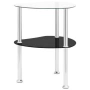vidaXL Sidobord med 2 hyllor transparent/svart 38x38x50 cm härdat glas