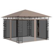 vidaXL Paviljong med myggnät 3x3x2,73 m taupe 180 g/m²