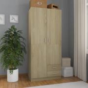 vidaXL Garderob sonoma-ek 80x52x180 cm konstruerat trä