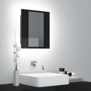 vidaXL Spegelskåp för badrum LED svart högglans 40x12x45 cm akryl