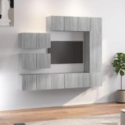 vidaXL Tv-skåp 8 delar grå sonoma konstruerat trä