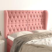 vidaXL Sänggavel med kanter rosa 163x23x118/128 cm sammet