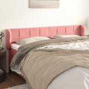 vidaXL Sänggavel med kanter rosa 163x23x78/88 cm sammet