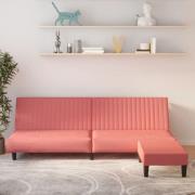 vidaXL Bäddsoffa 2-sits med fotpall rosa sammet