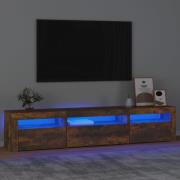 vidaXL Tv-bänk med LED-belysning Rökfärgad ek 195x35x40 cm