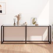 vidaXL Konsolbord vit marmor 200x35x75,5 cm härdat glas