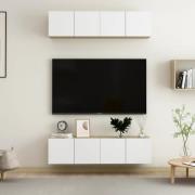vidaXL TV-skåp 4 st vit och sonoma-ek 60x30x30 cm konstruerat trä