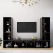 vidaXL TV-skåp 3 st svart högglans 142,5x35x36,5 cm konstruerat trä
