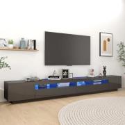 vidaXL TV-bänk med LED-belysning grå högglans 300x35x40 cm