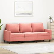 vidaXL 3-sitssoffa rosa 180 cm sammet