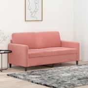 vidaXL Soffa 2-sits rosa 140 cm sammet