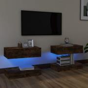 vidaXL Tv-bänk med LED-belysning 2 st rökfärgad ek 60x35 cm