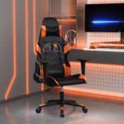 vidaXL Gamingstol med massage svart och orange konstläder