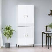 vidaXL Högskåp högglans vit 69,5x34x180 cm konstruerat trä