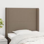 vidaXL Sänggavel med kanter taupe 103x16x118/128 cm tyg