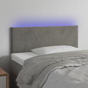 vidaXL Sänggavel LED ljusgrå 100x5x78/88 cm sammet