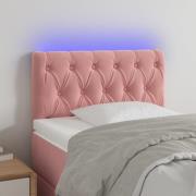 vidaXL Sänggavel LED rosa 80x7x78/88 cm sammet