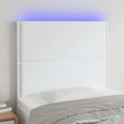 vidaXL Sänggavel LED hvid 90x5x118/128 cm konstläder