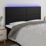 vidaXL Sänggavel LED svart 200x5x118/128 cm konstläder