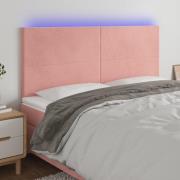 vidaXL Sänggavel LED rosa 200x5x118/128 cm sammet