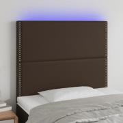 vidaXL Sänggavel LED brun 80x5x118/128 cm konstläder